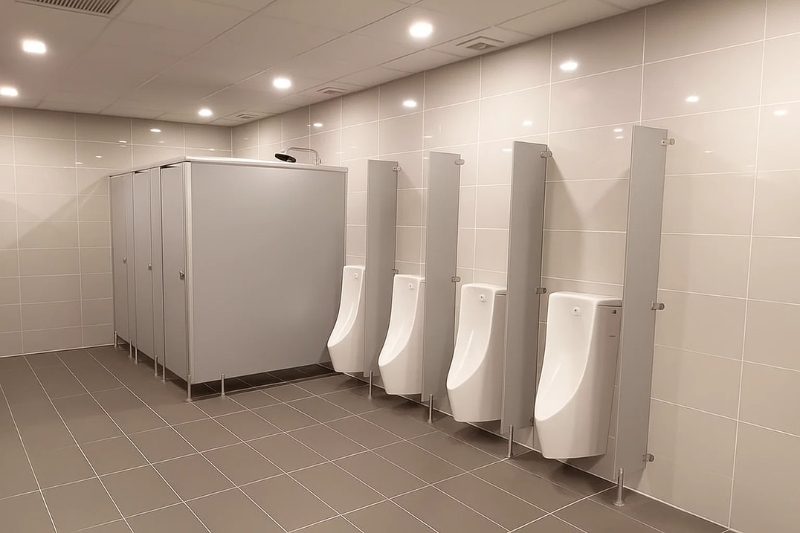 lỗi cắt tấm vách ngăn vệ sinh sai kích thước khiến khe hở lớn và lắp đặt không khít